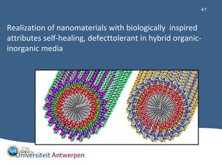 47 
Realization of nanomaterials with biologically inspired 
attributes self-healing, defecttolerant in hybrid organic-ino...