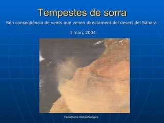 Tempestes de sorra Són conseqüència de vents que venen directament del desert del Sàhara 4 març 2004 Fenòmens meteorològics 