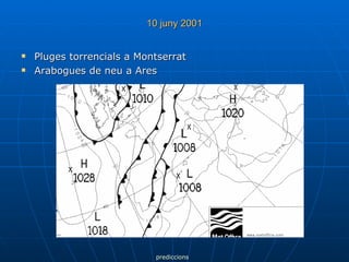 10 juny 2001 Pluges torrencials a Montserrat Arabogues de neu a Ares prediccions 