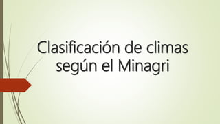 Clasificación de climas
según el Minagri
 