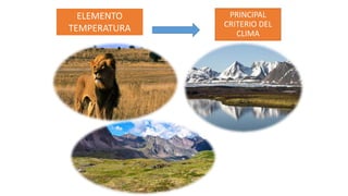 PRINCIPAL
CRITERIO DEL
CLIMA
ELEMENTO
TEMPERATURA
 