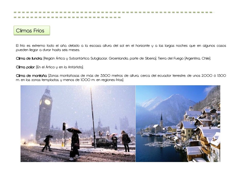 El clima y tipos de clima
