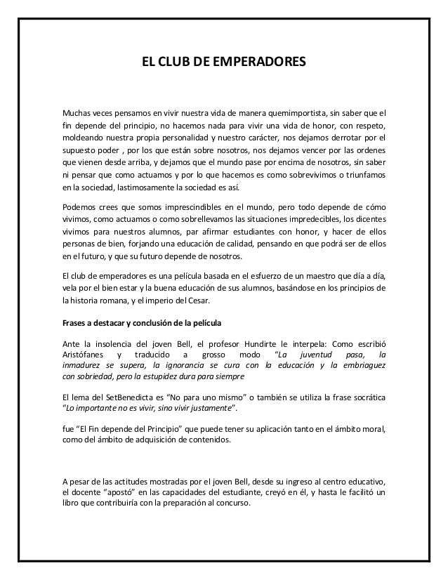 El Club De Los Emperadores Resumen