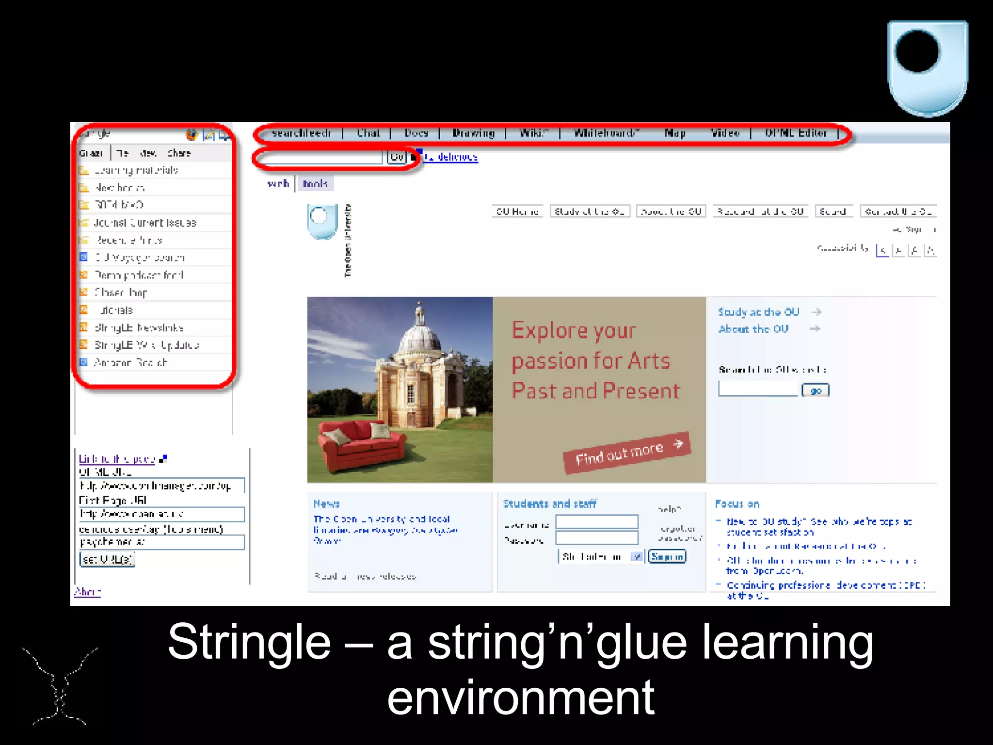 Stringle – a string’n’glue learning environment 