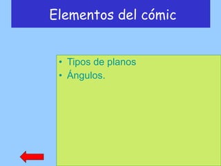 Elementos del cómic Tipos de planos Ángulos. 