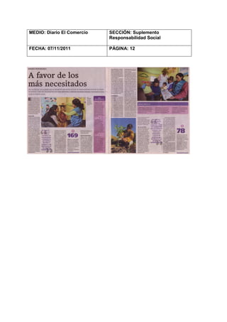 MEDIO: Diario El Comercio   SECCIÓN: Suplemento
                            Responsabilidad Social

FECHA: 07/11/2011           PÁGINA: 12
 