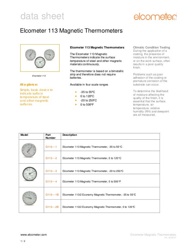 113 Thermometers continuously indicates the surfac…