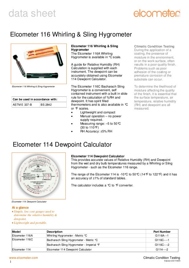 116 Whirling Sling Hygrometers Instruments are designed to