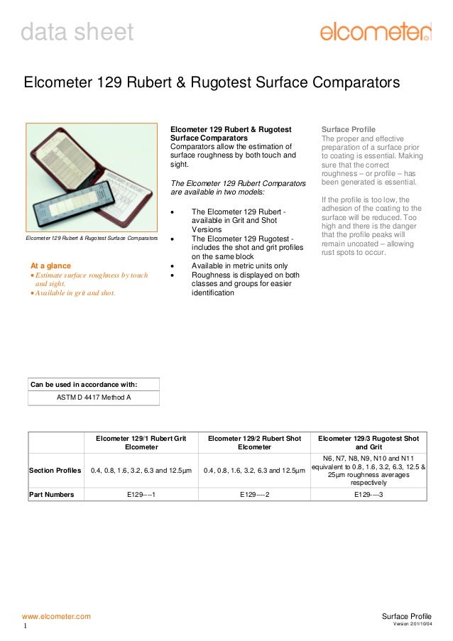 129 Rubert Rugotest Surface Comparators Supplied by Multila…
