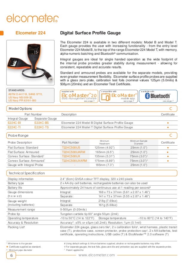224 Digital surface profile gauge available with Blutooth,