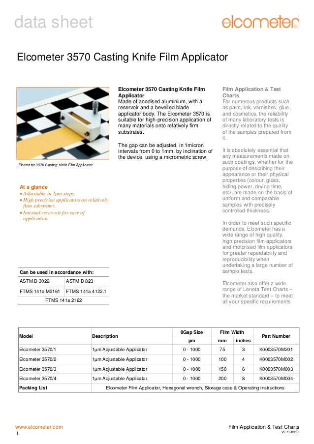 3570 Micrometric Film Applicators is made of anodised aluminium with a reservoir and a