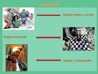 ÁNGULOS
Ángulo medio o normal
Ángulo en picado
Ángulo contrapicado
 