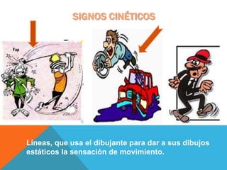 SIGNOS CINÉTICOS
Líneas, que usa el dibujante para dar a sus dibujos
estáticos la sensación de movimiento.
 