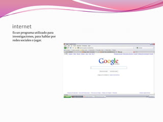 pantallaEs uno de los  objetos mas importantes  del computador por el cual podemos ver lo que escribimos, informaciónTambién nos sirve para visualizar imágenes.