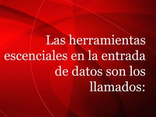 Las herramientas escenciales en la entrada de datos son los llamados: 