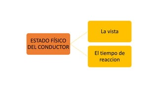 ESTADO FÍSICO
DEL CONDUCTOR
La vista
El tiempo de
reaccion
 