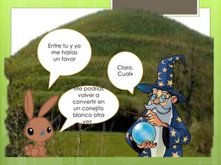 Entre tu y yo
me harías
un favor
Claro.
Cual?
Me podrías
volver a
convertir en
un conejito
blanco otra
vez .
 
