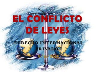EL CONFLICTO
   DE LEYES
DERECHO INTERNACIONAL
      PRIVADO I
       8/11/2012
 