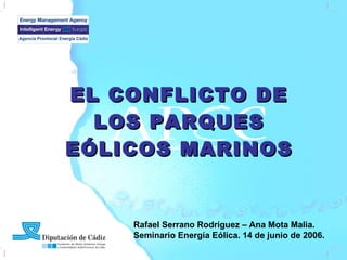EL CONFLICTO DE LOS PARQUES EÓLICOS MARINOS Rafael Serrano Rodríguez – Ana Mota Malia. Seminario Energía Eólica. 14 de junio de 2006. 