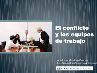 El conflicto
y los equipos
de trabajo
Ana Luisa Mendoza Cuenca
Lic. Administración de Organizacione
 