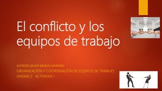 El conflicto y los
equipos de trabajo
ALFREDO JAVIER RAMOS MORENO
ORGANIZACIÓN Y COORDINACIÓN DE EQUIPOS DE TRABAJO
UNIDAD 2 ACTIVIDAD 1
 