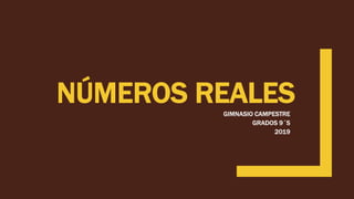 NÚMEROS REALESGIMNASIO CAMPESTRE
GRADOS 9´S
2019
 