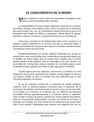 El conocimiento de si mismo | PDF