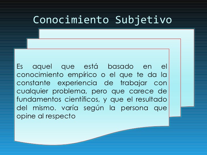 El conocimiento objetivo y subjetivo