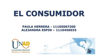 EL CONSUMIDOR
PAULA HERRERA - 11105007200
ALEJANDRA ESPIN – 1110456033
 