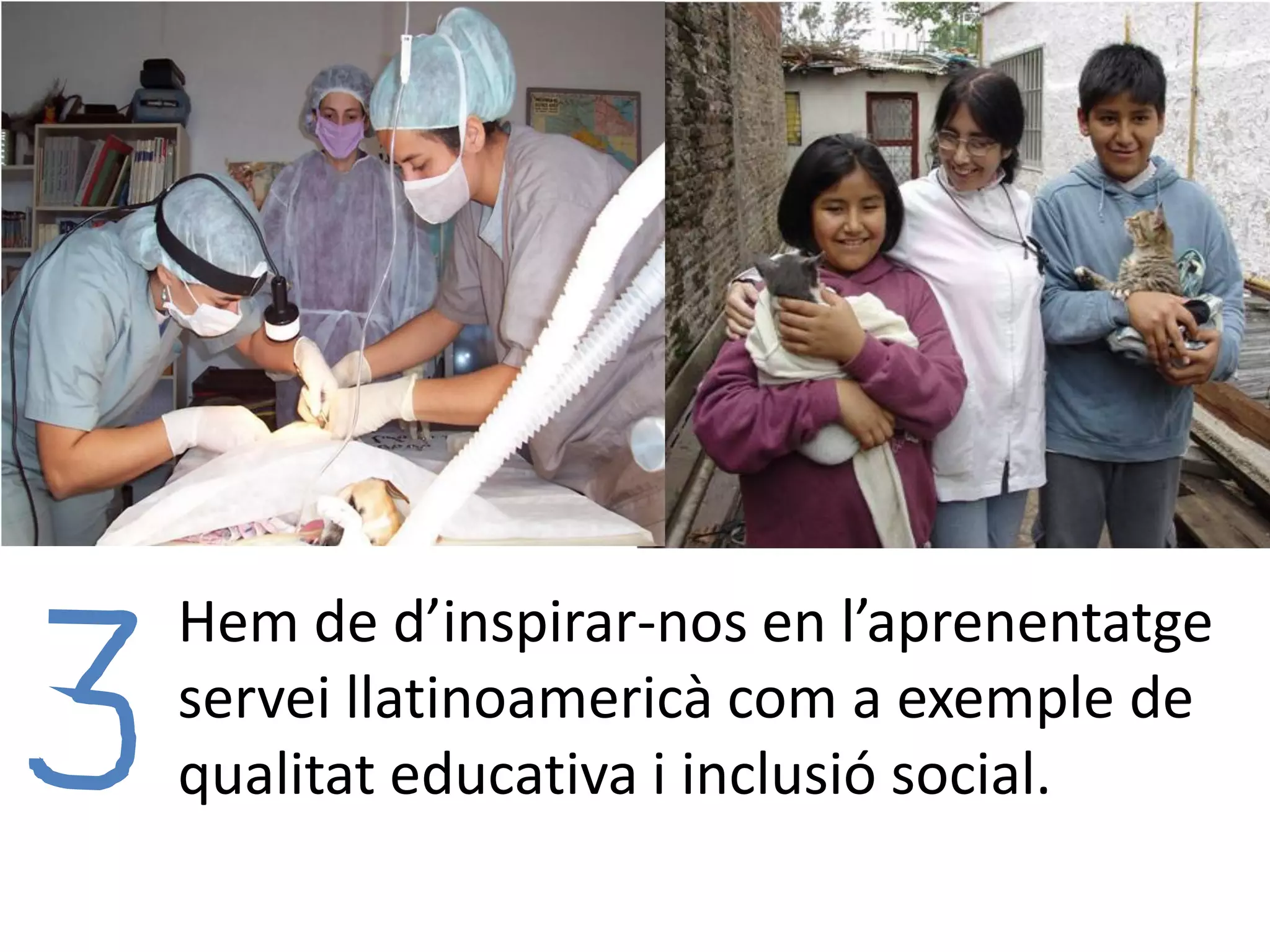 Hem de d’inspirar-nos en l’aprenentatge
servei llatinoamericà com a exemple de
qualitat educativa i inclusió social.

 