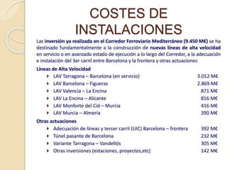 COSTES DE
INSTALACIONES
 