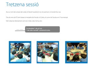 Tretzena sessió
Avui un nen de la classe del costat, el David, ha portat el cor, els pulmons i el cervell d'un xai.


Tots els nens de P5 hem baixat al menjador de l'escola i el Carlos, el cuiner de l’escola, ens l’ ha ensenyat.

Hem observat directament com era ( mida, color, forma, etc).




                                    "Es blandito!", diu el Luis.
                   NENS i NENES
                                    " I de color vermell", comenta la Leire.
 
