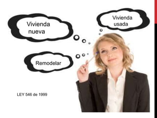 Vivienda
    Vivienda         usada?
    nueva?




         Remodelar




LEY 546 de 1999
 