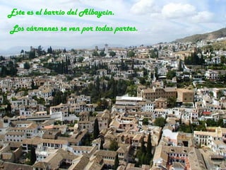 Este es el barrio del Albaycin. Los cármenes se ven por todas partes. 