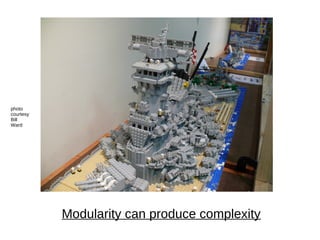 Modularity can produce complexity
photo
courtesy
Bill
Ward
 