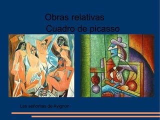 Cuadro de picasso
Las señoritas de Avignon
Obras relativas
 