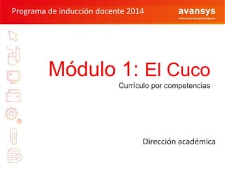 Programa de inducción docente 2014

Módulo 1: El Cuco
Currículo por competencias

Dirección académica

 