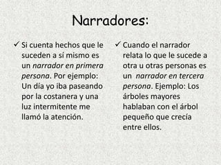 presenta a los personajes  (principales y secundarios) y las acciones en un espacio y un tiempo determinados.¿Cuál es el objetivo del autor? Por lo general, el objetivo del autor de un cuento es provocar, a través de su relato, una emoción o impresión en el lector.Recordemos:En la introducción, el autor presenta a los personajes, el espacio donde se  desarrollan las acciones  y el tiempo en el que suceden.