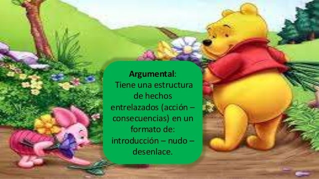 Argumental:
Tiene una estructura
de hechos
entrelazados (acción –
consecuencias) en un
formato de:
introducción – nudo –
d...