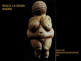 ÍDOLO: LA DIOSA MADRE Venus de   Willendorf ,30.000-25.000 a.C. 