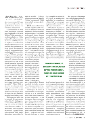 desyelentornosocialdelospa-
dres, proyectando una luz para
que los lectores iluminen esas
conexiones por sí mismos.
El autor dispone de abun-
dante material con el que tra-
bajar.Porejemplo,enelcasode
William Wilde, antes de ser
nombrado caballero en 1864, el
padre de Oscar fue un destaca-
do cirujano en Dublín así como
un orgulloso nacionalista irlan-
désquesedesenvolvíaenlosni-
velesmásaltosdelasociedadin-
glesa. Tóibín destaca que la
ironía y la inconstancia eran ne-
cesidades políticas y sociales
para los Wilde, que extrajeron
una fuerza considerable de “su
habilidadparaobtenerpoderde
dos bandos contrarios sin tener
que obedecer del todo un con-
juntodenormasqueningunode
los bandos acataba”. La rele-
vanciaqueestotuvoparalavida
ylatrayectoriaprofesionaldesu
hijo, con sus ambigüedades y
susescurridizaslealtades,saltaa
la vista. “En las veladas que
ofrecían sus padres”, observa
Tóibín, “la idea de lealtad, ya
fuese a la corona o a las costum-
bressexualesvictorianas,nunca
fue estable”. William Wilde te-
nía varios hijos fuera del matri-
monio,yenunaocasiónfueacu-
sado de violar a una paciente
anestesiada, un caso que presa-
gia el juicio a Oscar por un de-
litosexualtresdécadasdespués.
Másinstructivos,quizá,sean
los puntos de divergencia entre
padre e hijo. Un detalle gracio-
so sobre William Wilde desve-
lado aquí es que, en contraste
con el dandismo de Oscar, sir
William era particularmente
de-saliñado. Visto así, el buen
gusto de Oscar Wilde se pue-
deconsiderarunareacciónalle-
gado de su padre. “En deter-
minados momentos”, escribe
Tóibín, “puede que [a Wilde]
tenerpadrelepareciesealgoin-
necesario”.
JohnB.Yeatstambiénofrece
a Tóibín la posibilidad de estu-
diar a un personaje complejo y
excéntrico. Abogado de profe-
sión,abandonóelDerechopara
dedicarse a la pintura. Aunque
alcanzóciertafamacomoartista,
boicoteósusambicionesdebido
asuparalizanteincapacidadpara
acabarloqueempezaba.Era,en
palabras de un testigo anóni-
mo, “ese pintor que borra cada
día lo que ha pintado el día an-
terior”.Lasperspectivaseconó-
micas de un artista que acaba
pocos cuadros son más bien
sombrías, y J. B. Yeats dilapidó
una importante herencia antes
de marcharse precipita-
damente a Londres y,
luego a Nueva York, a
los 68 años, siete des-
pués de la muerte de su
esposa. Allí siguió evi-
tando pintar y escribió
largasyapasionadascar-
tas que insinúan que le
resultaba más fácil ser
afectuoso desde la dis-
tancia. El patrón se re-
pitealolargodellibro:“Eneste
mundo de hijos”, dice su autor,
“lospadresseconviertenenfan-
tasmas,ensombrasyficciones”.
Tóibín pone de relieve el
contraste entre la copiosa pro-
ducción de W. B. Yeats como
poeta con el magro currículo de
su padre como artista, y en una
interesante digresión cuenta
queaHenryJames(alqueTói-
bín habitó de manera tan me-
morableenTheMaster)leafectó
unadinámicacomparable.“Es-
tuve atento –dice– a las simili-
tudes entre ambas familias –los
James y los Yeats–, y a la in-
fluencia similar que los padres
ejercieronsobresusfamososhi-
jos”. Una de las semejanzas es
queloshijos“seespecializaron,
adiferenciadesuspadresyqui-
záapesardeellos,enacabarcasi
todo lo que empezaban”.
Sobre el padre de Joyce –un
bebedor autoritario pero poco
preocupado por sus hijos, a los
que maltrató hasta abandonar-
los– es sobre el que Tóibín dis-
ponedemenosdocumentación.
Paradójicamente, este capítulo
eselmásllenodevida.Después
de resumir los datos biográficos
fundamentales acerca del ma-
trimonio y la descendencia de
John Stanislaus Joyce y su difi-
cultad para conservar un em-
pleo,Tóibínseveobligadoain-
dagar el efecto psicológico del
padre sobre sus hijos. El autor
exploraunasmemoriasyundia-
riodeStanislaus,hermanodeJa-
mesJoyce,paraalfinaldirigirsu
atenciónalosescritosdelpropio
James y sostener que el esfuer-
zo por entender a su padre y
compartir sus sentimientos le
inspiró. “El propósito de James
Joyce”, dice, “era no solo ren-
dirhomenajealamemoriadesu
padre, sino volver sobre sus pa-
sos, penetrar en su espíritu, uti-
lizarlonecesariodesu vida para
alimentar su propio arte”. Este
apasionantetextoaúnalasdotes
novelísticas de Tóibín para la
psicología y el matiz emocional
ysutalentocomocríticoconuna
prosa de gran elegancia.
Por supuesto, cabe esperar
que cualquier escritor irlandés
que trate de Wilde, Yeats y Joy-
ce se haya enfrentado él mis-
mo a algún asunto “paterno”.
Sinembargo,ensupapeldebió-
grafo, parece que al autor le
preocupanpocoloslogrosdelos
tres hijos, ya fuesen competiti-
vos o rebeldes, a pesar de cier-
ta envidia residual y de un or-
gullo ancestral por el hecho de
que Wilde, Yeats y Joyce tuvie-
sen la oportunidad de definir
una literatura nacional. En el
Dublín de principios del siglo
XX,observaTóibínconunapiz-
ca de melancolía, “todo escri-
tor tenía que inventar un uni-
verso desde el principio”.
Es inevitable que este libro
abra interrogantes sobre la na-
turalezadelvínculopaternofilial
paraluegoesquivarlosensu
mayoría, algo que habla en
favor de su autor. Las vidas
delostrespadressontandi-
versas, y las obras de sus hi-
jos tan diferentes, que re-
sulta difícil extraer
conclusiones generales so-
brelasrelacionespadre-hijo
o su influencia en el arte, y
Tóibínsueleserdemasiado
sutil y prudente para inten-
tarlo. Siempre comedido en su
escritura, más inclinado a la in-
sinuación que a la inflexión, en
este libro demuestra su talento
para el humor socarrón.
¿Es verdad, como asegura
StephenDedalus,queellegado
del padre a sus hijos se limite a
un instante de celo? A veces sí,
desde luego, pero otras la cone-
xión es mucho más profunda y
compleja, como deja claro este
sabio y evocador libro de Tói-
bín. Por tensa, competitiva, fría
o controladora que sea la rela-
ción, a veces hasta un padre im-
perfecto da alas a su hijo y le
enseña a volar. GREGORY COWLES
B I O G R A F Í A L E T R A S
1 5 - 3 - 2 0 1 9 E L C U L T U R A L 2 3
A R R I B A , W I L D E , Y E A T S Y J O Y C E .
A B A J O , S U S P A D R E S , W I L L I A M W I L D E ,
J . B . Y E A T S Y J O H N S . J O Y C E
TÓIBÍN PRESENTA UN RELATO
EVOCADOR Y ATRACTIVO, NO SOLO
DE “TRES PRÓDIGOS PADRES”,
TAMBIÉN DEL DUBLÍN DEL SIGLO
XIX Y PRINCIPIOS DEL XX
NEWYORKTIMESBOOKREVIEW
 