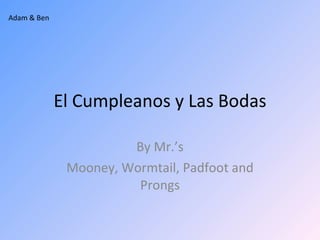 El Cumpleanos y Las Bodas By Mr.’s Mooney, Wormtail, Padfoot and Prongs Adam & Ben 