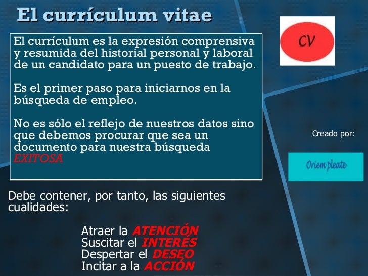 El Curriculum Vitae Ppt