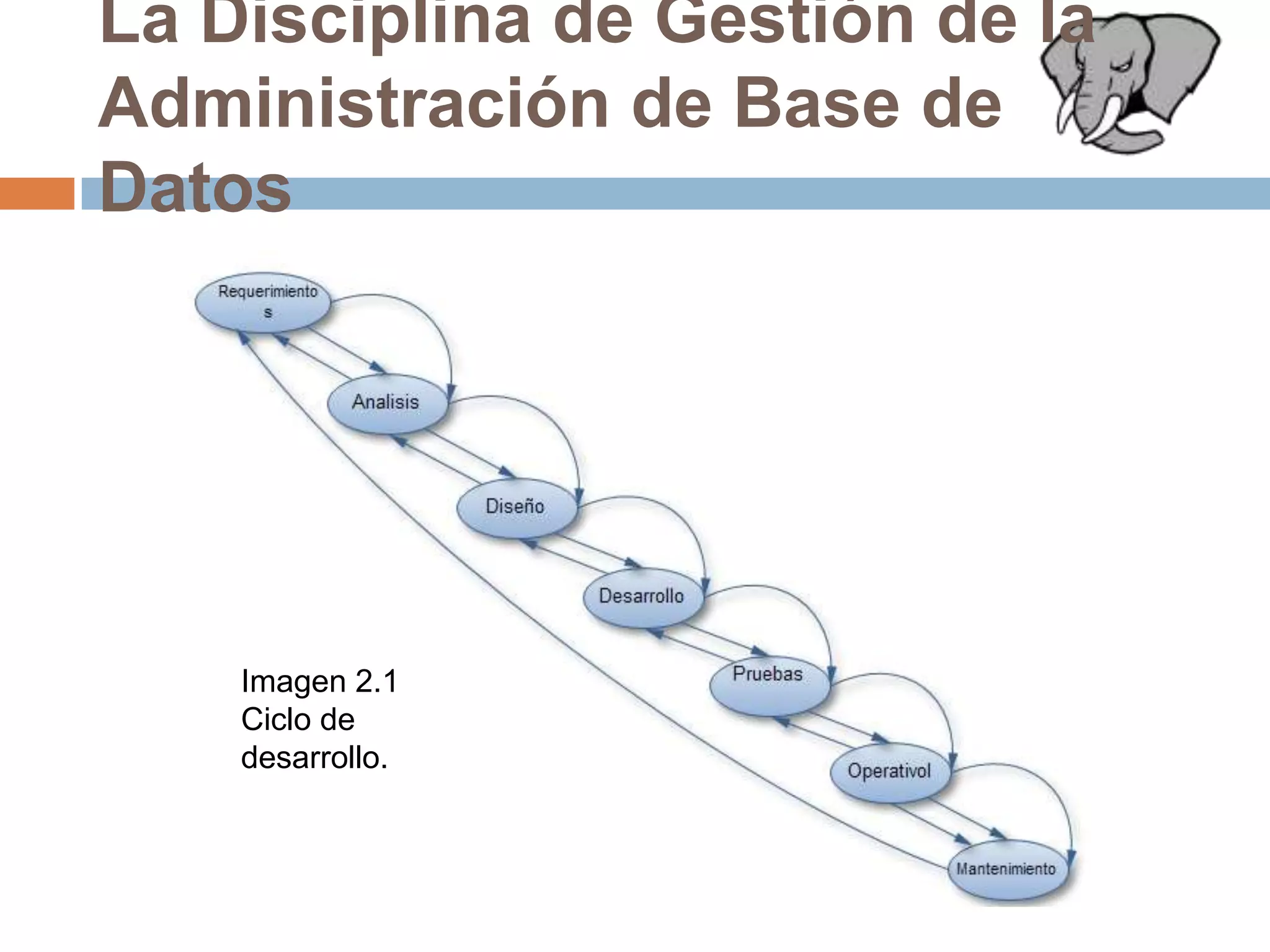La Disciplina de Gestión de la Administración de Base de DatosImagen 2.1 Ciclo de desarrollo.