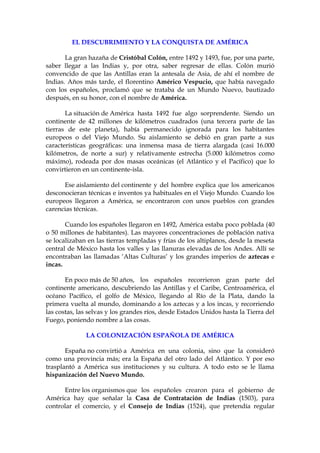 El Decubrimiento Y La Conquista De AméRica | DOC