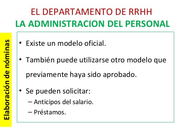 Downloading prezi... Estructura del departamento de RRHH (Recursos Humanos) La estructura básica del organigrama de una empresa, está formada por cinco funciones básicas, dependientes de la dirección general y plasmadas en sus respectivos departamentos, son: El departamento de recursos humanos.