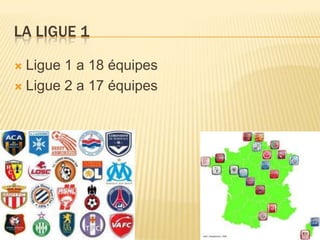 LA LIGUE 1
 Ligue 1 a 18 équipes
 Ligue 2 a 17 équipes
 
