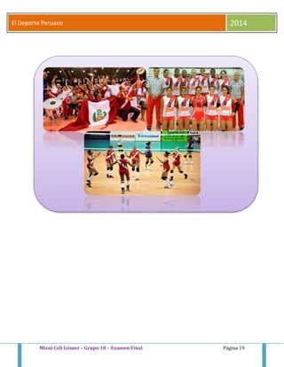 El Deporte Peruano 2014 
Misui Celi Gómez – Grupo 18 – Examen Final Página 19 

