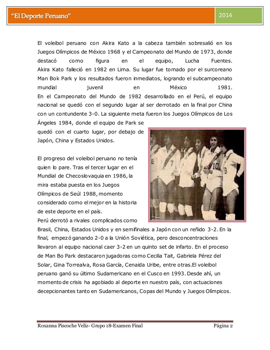 El deporte peruano ”