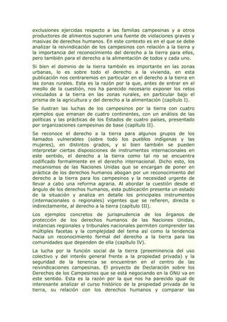 exclusiones ejercidas respecto a las familias campesinas y a otros
productores de alimentos suponen una fuente de violacio...